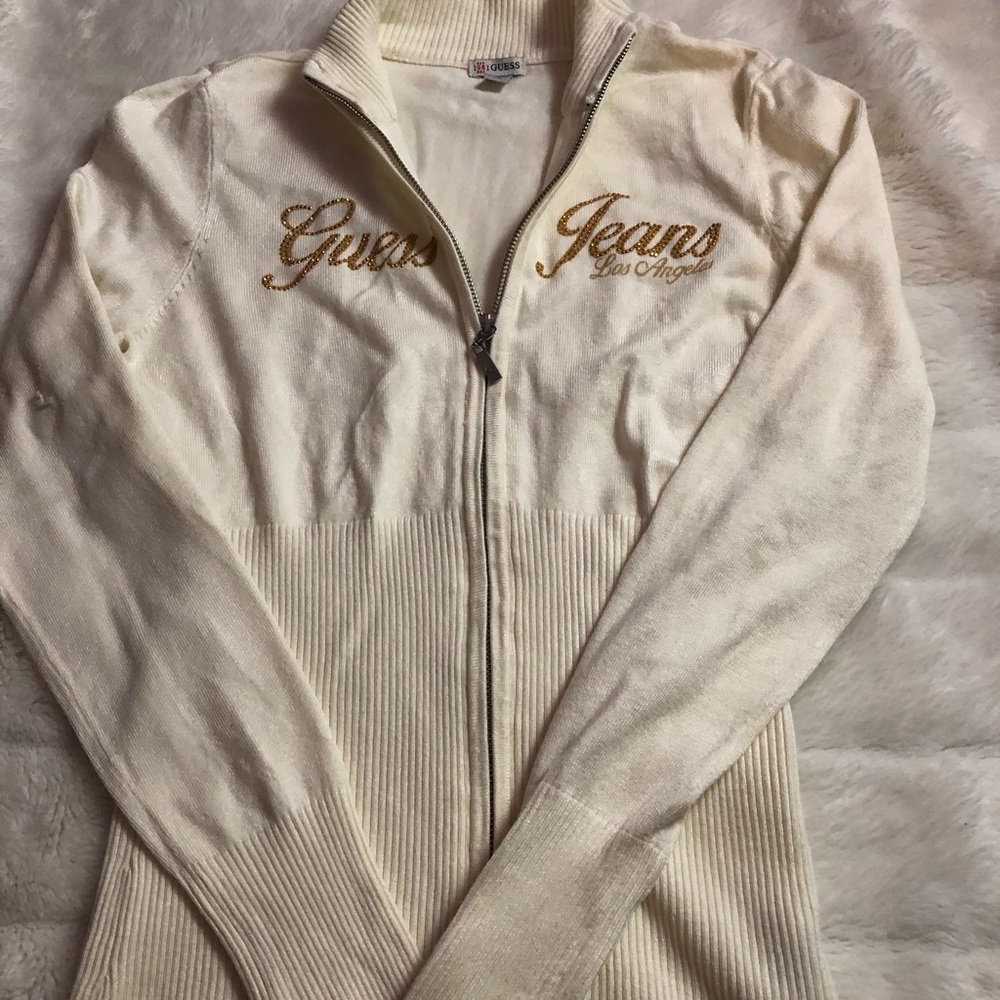 Guess white sweater size small